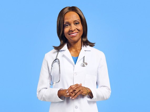 pharmacist wearing a lab coat and stethocope